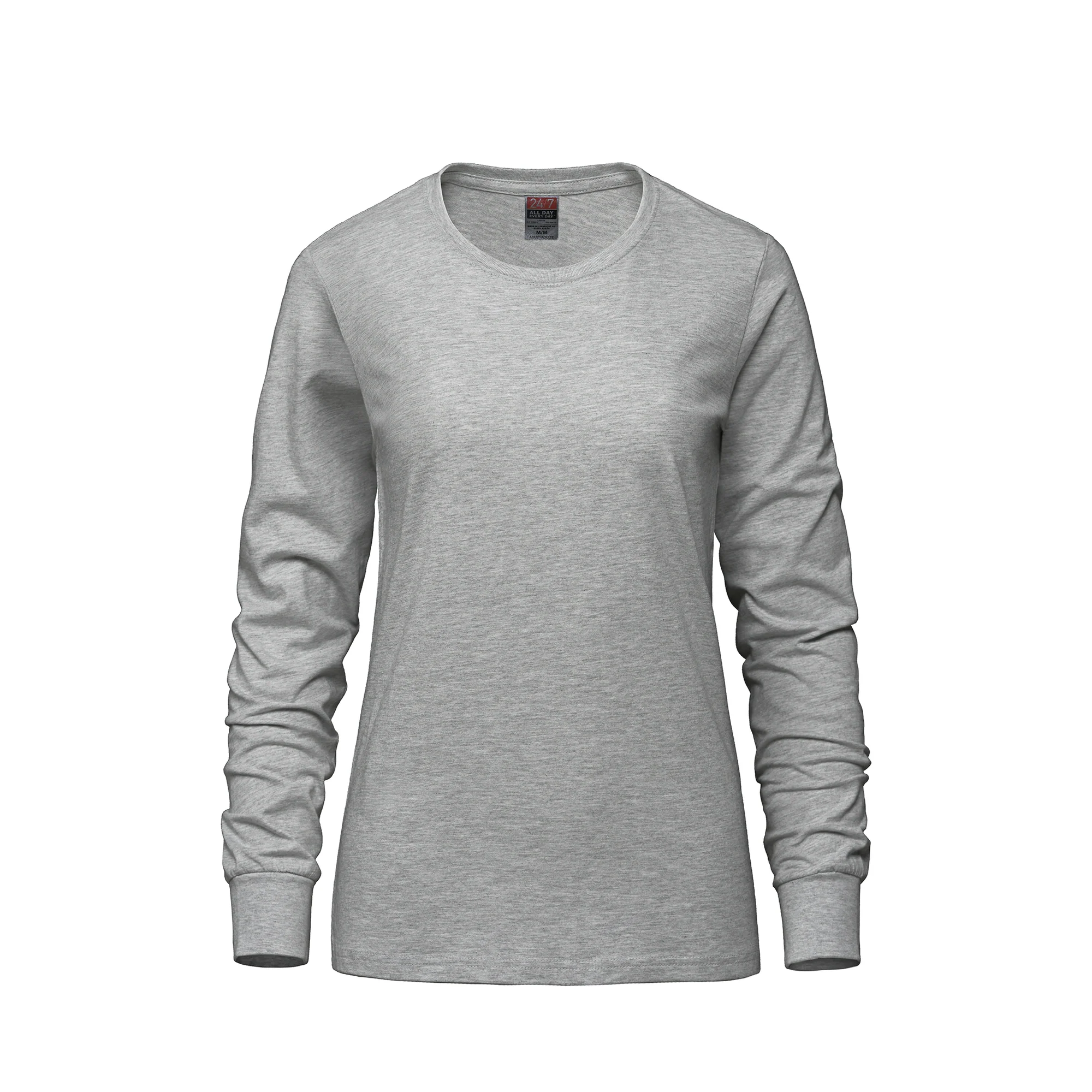 Ladies RING SPUN Combed Cotton Long Sleeve Crewneck T-Shirt-CSW - Color Image 1
