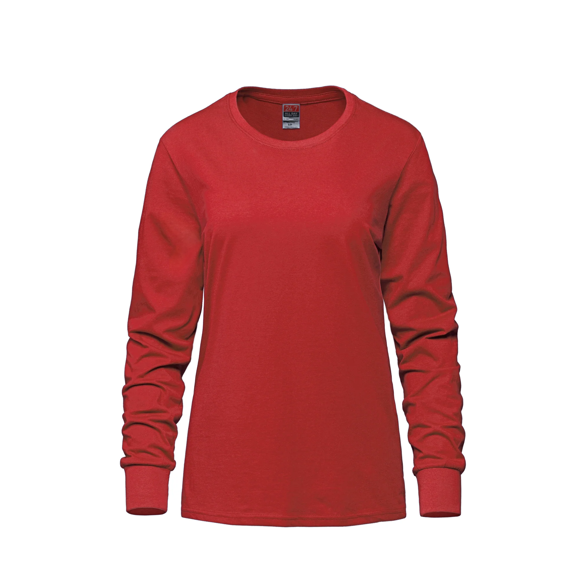 Ladies RING SPUN Combed Cotton Long Sleeve Crewneck T-Shirt-CSW